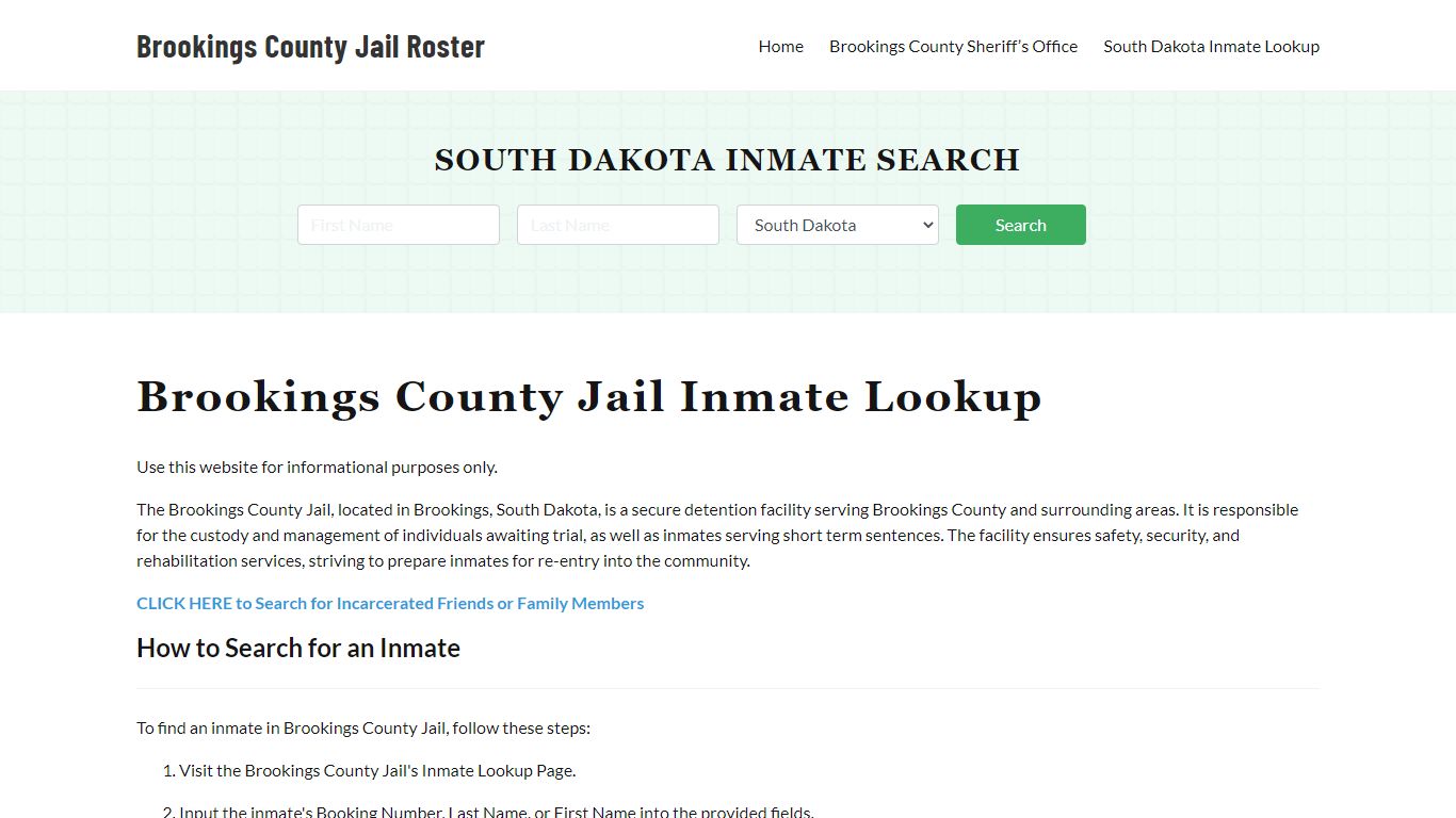 Brookings County Jail Roster Lookup, SD, Inmate Search